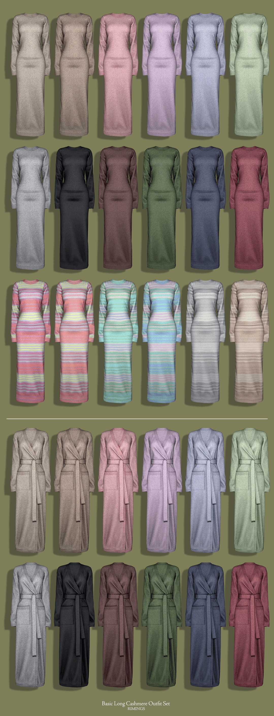 Галерея мода Сет одежды Basic Long Cashmere Outfit Set #1